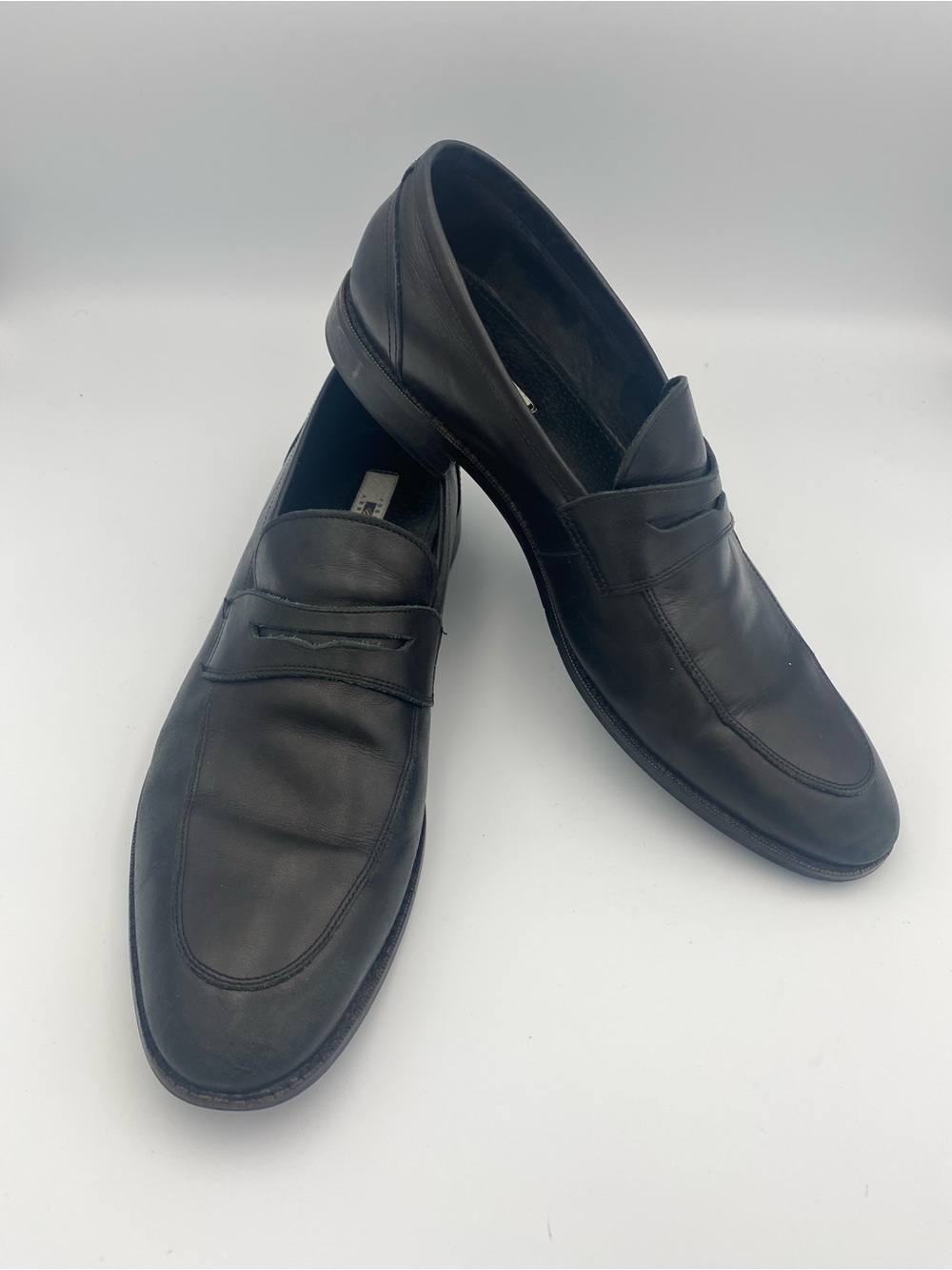 Joseph Abboud Men's Black Leather Penny Loafers